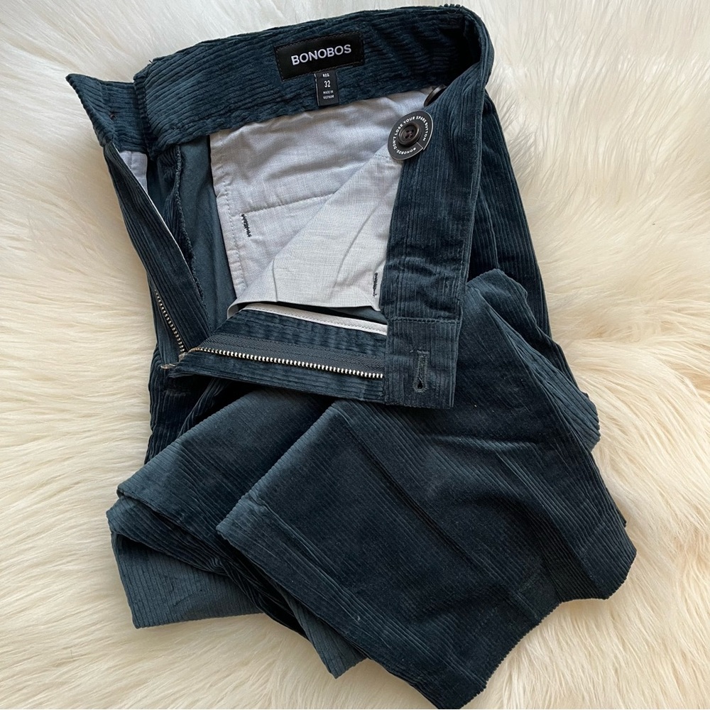 New Bonobos Pleated Stretch Corduroy Trousers Men’s Pants Cords 32 Reg Regular